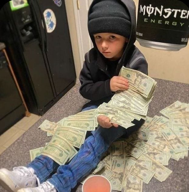 Buy fake money for kids' board games like Monopoly.