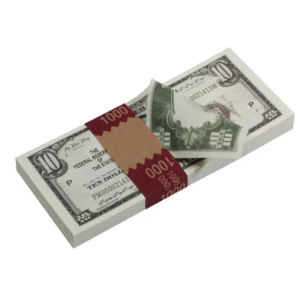 1980s fake $10 bills – shop prop cash for retro movie shoots