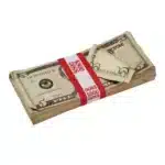 1980s fake $5 bills, Full Print Prop Money Stack – shop prop cash for retro movie shoots