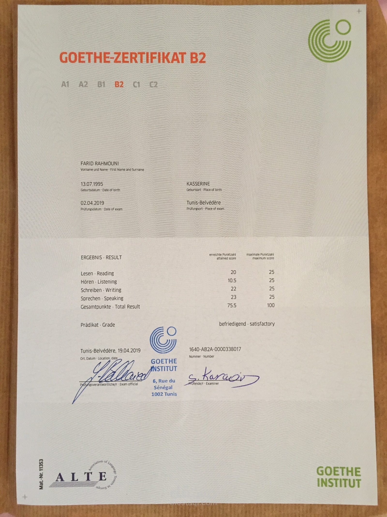 Buy GOETHE certificate online