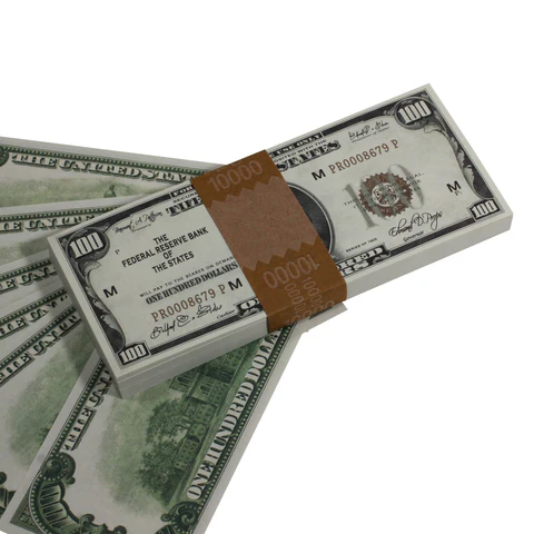 Order realistic new-style prop $100 bills for your project.