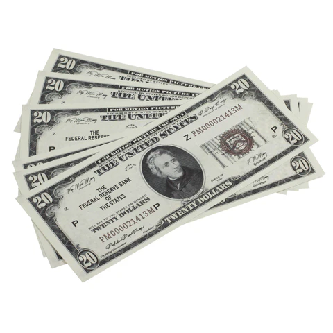 Shop for new-style prop $20 bills for your TV series.