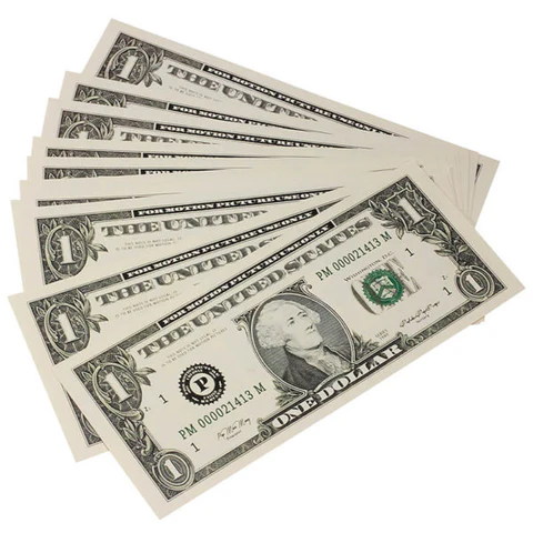 Shop for new-style prop $1 bills for your music video.