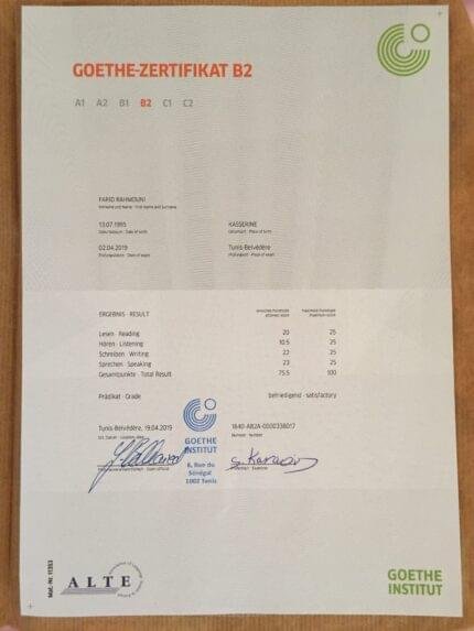 Buy GOETHE certificate online