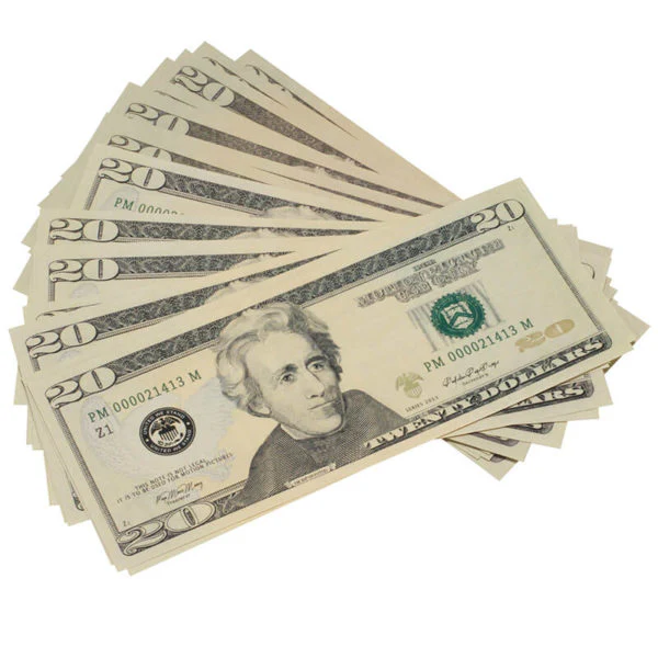 Purchase new-style prop $20 bills for your movie.