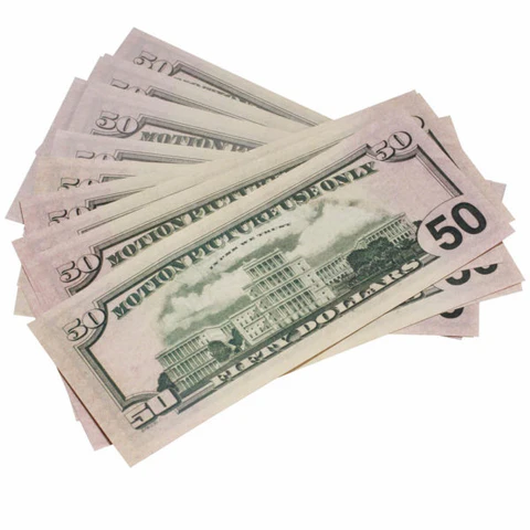 Get new-style prop $50 bills for sale online.