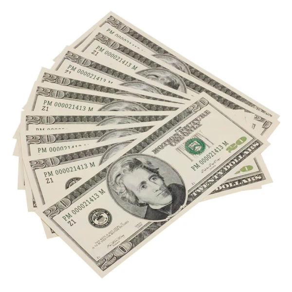 Order realistic new-style prop $20 bills for your project.