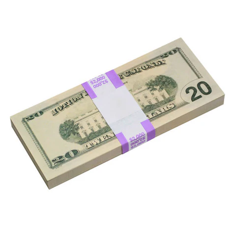 Buy new-style prop $20 bills for your movie scene.